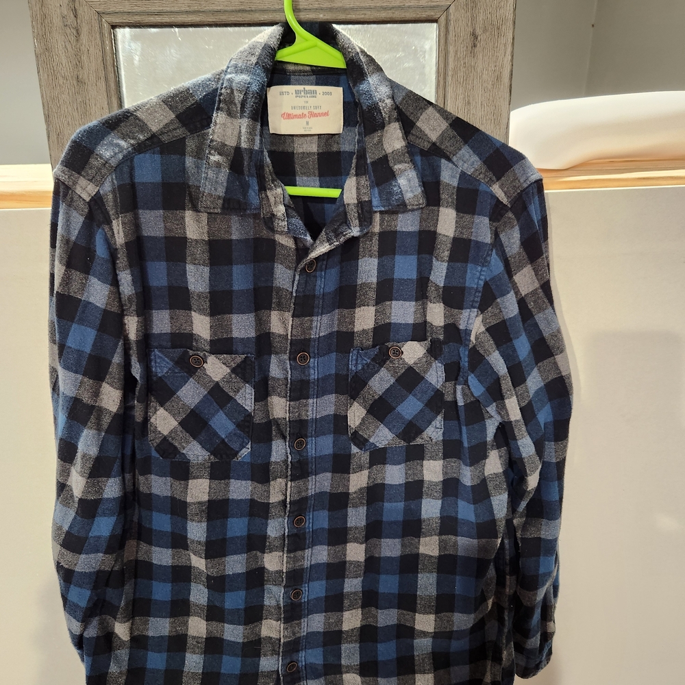 Urban Outfitters Black and Blue Flannel Shirt